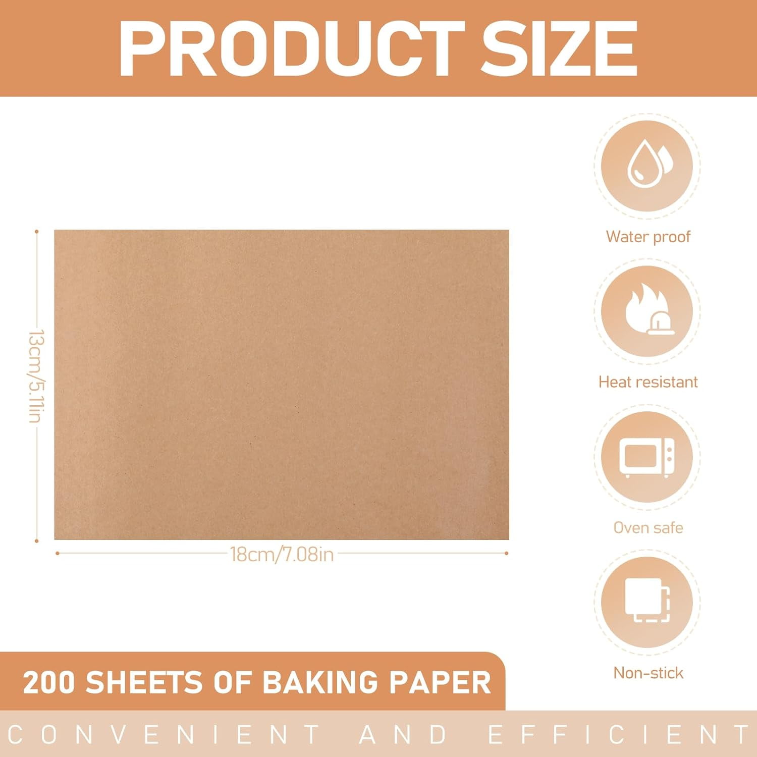 200 Pcs Large Parchment Paper Sheets for Baking, 13 x 18 Inch Brown Unbleached Precut Nonstick Parchment Baking Sheets Heavy Duty for Cookies Steaming Grilling Cooking Air Fryer Oven Pan