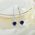 thumbnail image 6 of FJ Infinity Celtic Knot Dangle Drop Earrings Irish Leverback Sapphire Earrings 925 Sterling Silver Heart September Birthstone Earrings Good Luck Jewelry Gifts for Women, 6 of 8