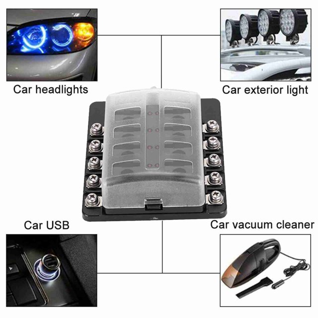 Soporte 24 Uds Fusible De Cuchilla 1 En 10 Salida Con Indicador LED Bloque De Caja De Portafusibles Portátil Para Coche Camión Barco