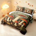 thumbnail image 3 of Homewish Bohemian Woodland Mushrooms Twin Quilt Set,Vintage Fungus Plant Twin Coverlet Set,Light Gray Reversible,2pcs, 3 of 7
