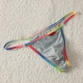 thumbnail image 4 of USNSM Men's Ice Silk Underwear With Pouch G-Strings Thongs Breathable Underwear Summer Bottoms Lingerie Gray L, 4 of 7