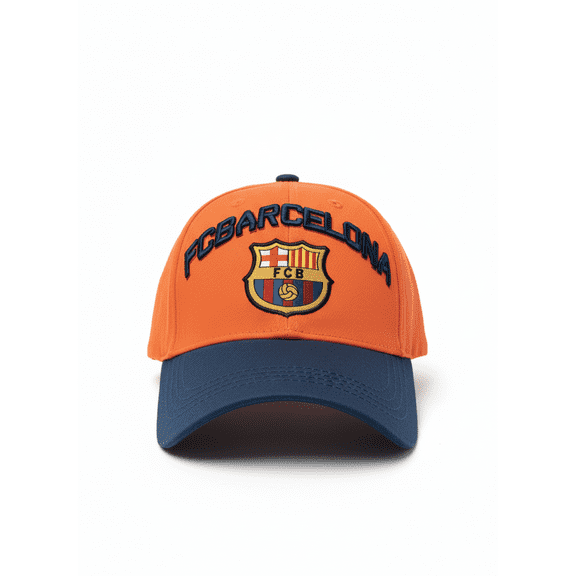 Rhinox FC Barcelona Baseball Hat, Cotton, Orange/Navy, Adjustable