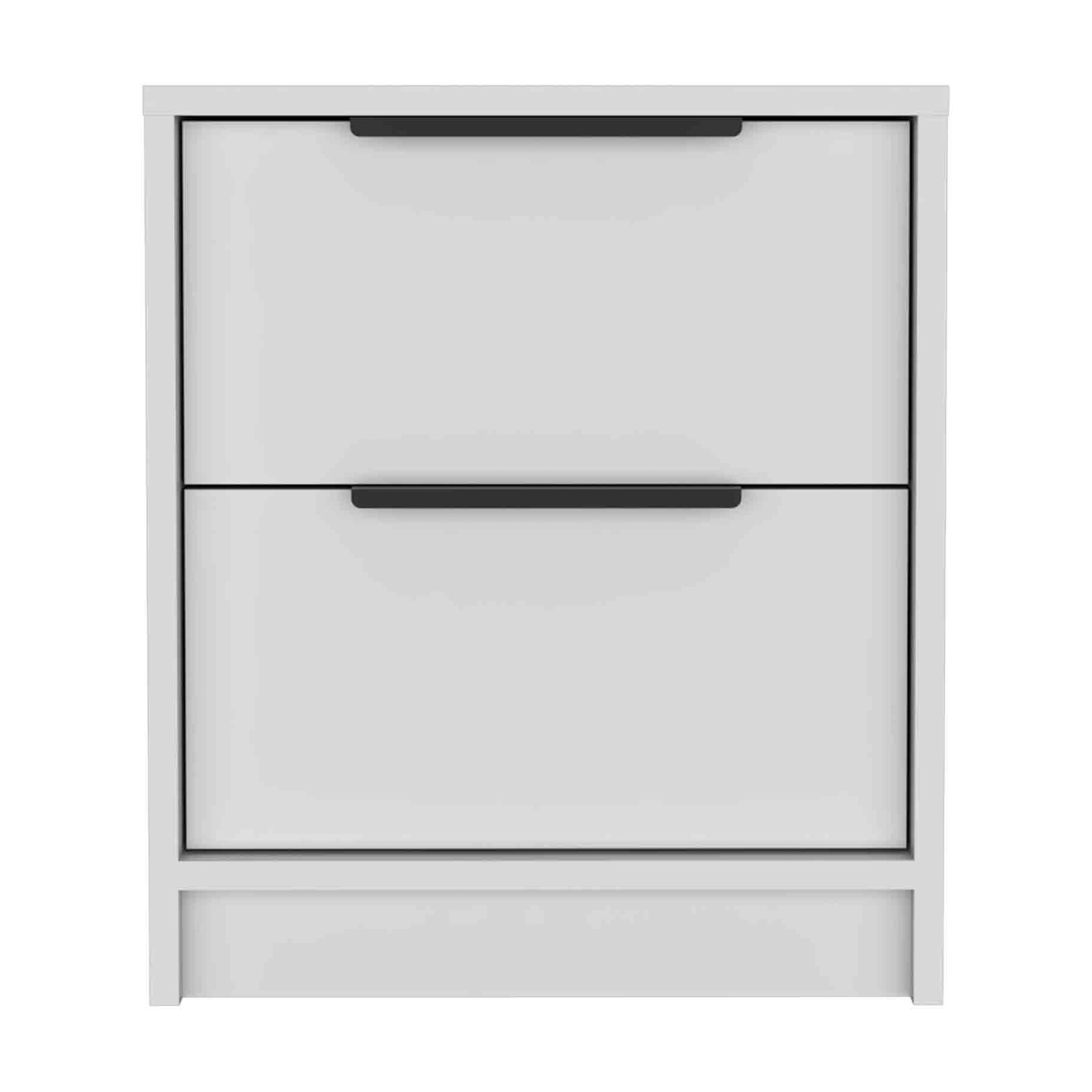 Kaia Nightstand, End Table, Side Table Two Drawers, Metal Handle
