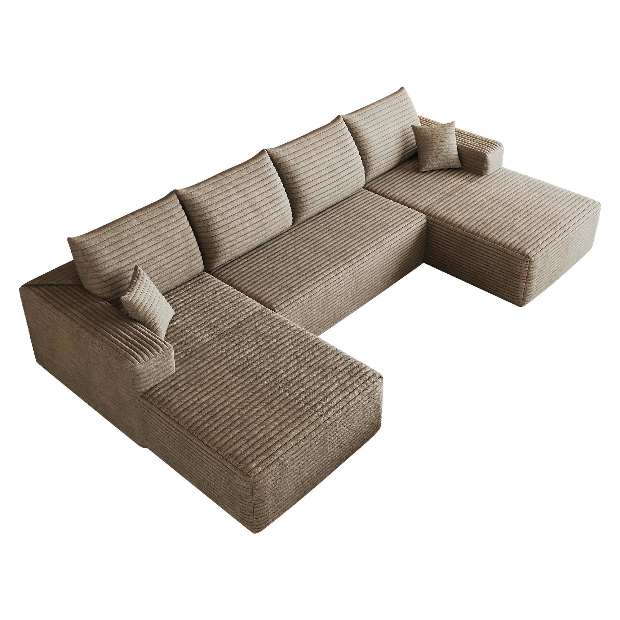 MAYEERTY 134 Inch U‑Shaped Cloud Sectional Sofa, Modern Minimalist Plush Corduroy Deep‑Seat Couch, No Assembly Required for Living Room Apartment Bedroom