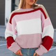 thumbnail image 5 of Women's Oversized Striped Cropped Sweater Casual Knit Pullover Top, 5 of 9