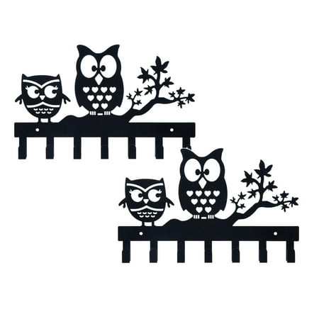 

Hanging Rack Keys Holder For Wall Metal Vintage Owl Keys Hook Home Decor Key Hanger Decorative With 7 Hooks Black