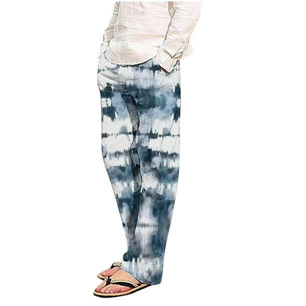 Pantalones de pijama largos de poliéster para hombre, informales, con estampado a cuadros, holgados y deportivos.