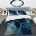 thumbnail image 2 of Designart "Aqueous Whimsy in Teal and Black I" Abstract Bedding Covert Set - Modern Teal Transitional Bed Set With 1 Sham, 2 of 6