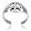 Women's Sterling Silver Peace Sign Adjustable Toe Ring