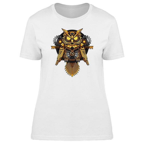 Art Steampunk Yellow Owl T-Shirt Women -Image by Shutterstock, Female XX-Large