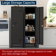 thumbnail image 6 of Locking Storage Cabinet Kitchen Pantry Metal Storage Cabinet for Bathroom 50" H Slim Lockable Storage Cabinet with Door and Removable Shelves (Black), 6 of 18