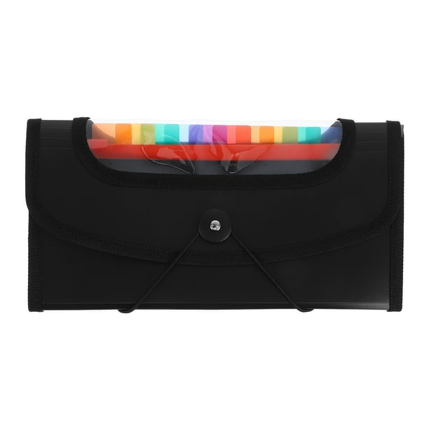 GOOHOCHY Carpeta de archivos expandible con 13 compartimentos, para recibos, cheques, facturas, tamaño carta, estuche para organizar facturas, carpeta tipo acordeón, color negro.