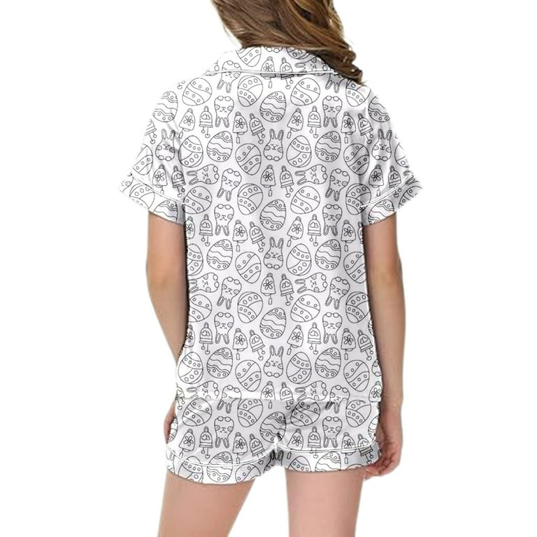 Silk Pajamas for Teen Girls Pieces Easter Loungewear Set Button
