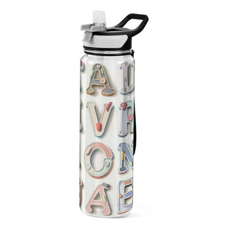 

Sports Water Bottle 1000ML Tritan Food Grade Clear Water Bottle Fitness Outdoor Sports Bike Pink Letters