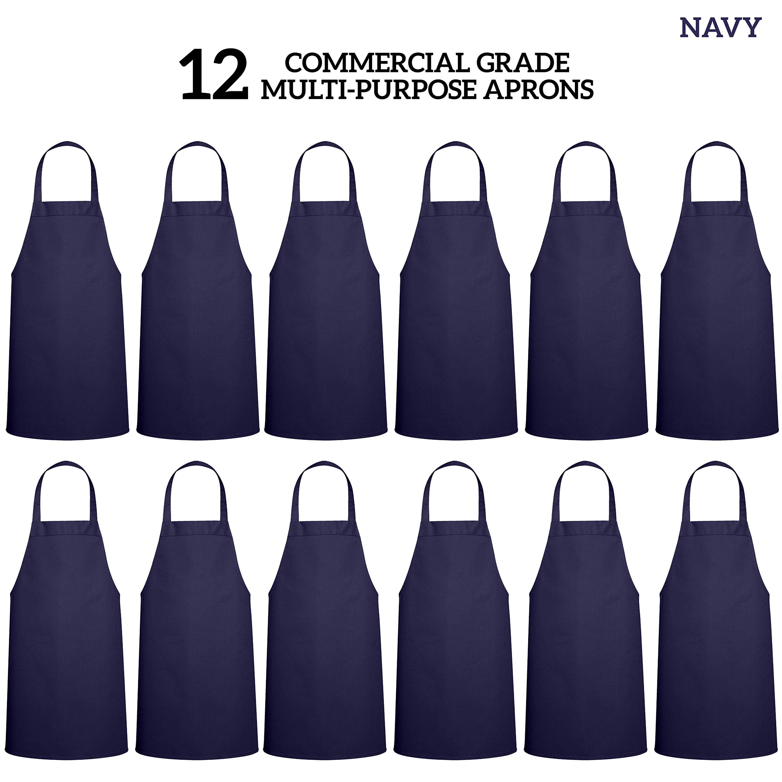 12 Pack Professional Chef Apron - Grilling Aprons For Men  Waterproof Cooking Bbq Work Or Restaurant Use Kitchen Women Navy No Pockets