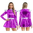 thumbnail image 5 of Haitryli Women's Alien Outfits Long Sleeves A-line Dress with Belt Shiny Outer Space Outfit Purple XXL, 5 of 6