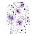 thumbnail image 5 of JTZGDY Floral Shirts for Women Dressy Casual Summer 3/4 Length Sleeve V Neck Graphic T-Shirts Trendy Oversized Comfy Tunic Blouse Fashion 2025 Clothes Multicolor#19 XL, 5 of 5