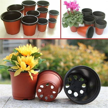 Black Gold Seedling - 100Pcs Plastic Garden Nursery Pots Flowerpot Seedlings Planter Containers Set