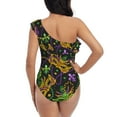 thumbnail image 5 of Gaeub Mardi Gras Surface Women's One Shoulder Ruffle Tummy Control Swimwear for Swimming Surfing Beach Party - XX-Large, 5 of 8