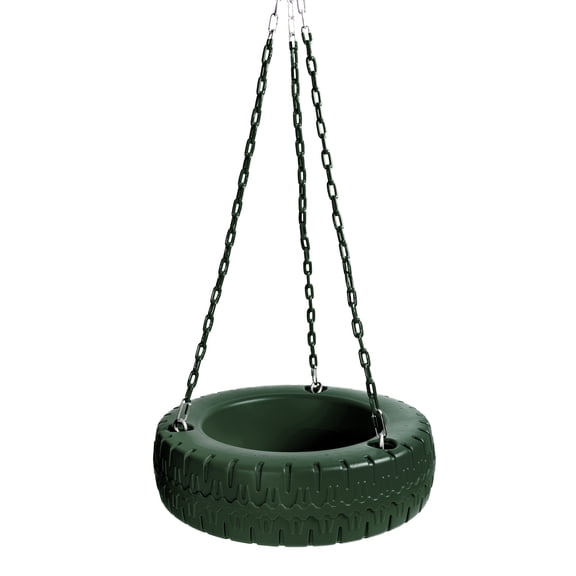Playset Tire Swing Kit, 25"W x 7"H, Green, 66" PVC Coated Chain, Zinc for Jungle Gyms and Swing Sets 1 PK (KIT-GN66CPTS)