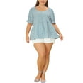 thumbnail image 2 of MODA NOVA Juniors' Plus Size Peplum Tops Short Sleeve Sweetheart Neck Blouses Tops, 2 of 6