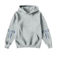 thumbnail image 6 of Stichou Womens Bow Graphic Hoodie Cute Bow Sweater Oversized Long Sleeve Fleece Sweatshirt Drop Shoulder Pullover Tops with Pocket Gray 2XL, 6 of 6