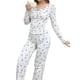 thumbnail image 3 of Pijama de Dos Piezas para Mujer, de Otoño e Invierno, Informal, de Larga y Pantalón, para el Hogar Azul L, 3 of 9