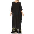 thumbnail image 2 of Sakkas Leonor Women's Boho Casual Long Maxi Caftan Dress Kaftan Cover-up LougeWear - 6-BlackGreen - One Size, 2 of 5