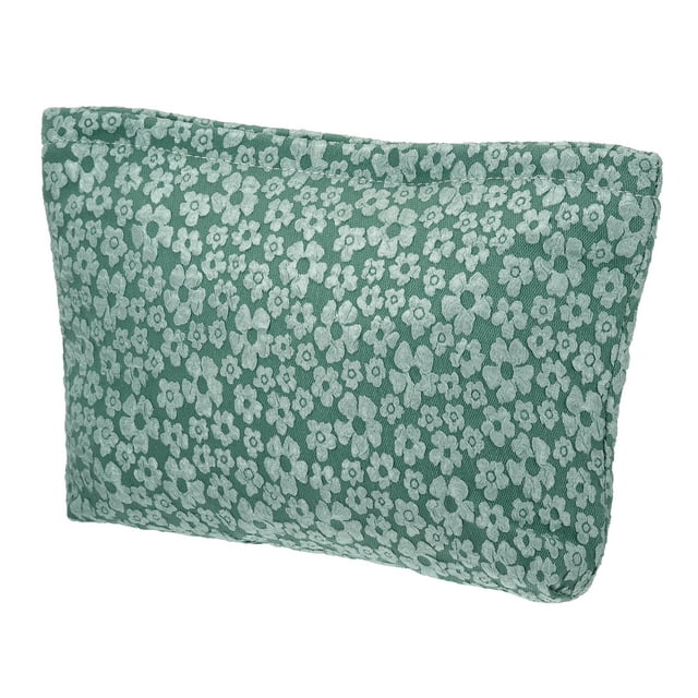 Bolsas de Cosméticos con Flores, Estuche de Maquillaje de Gran Capacidad de Lienzo Verde