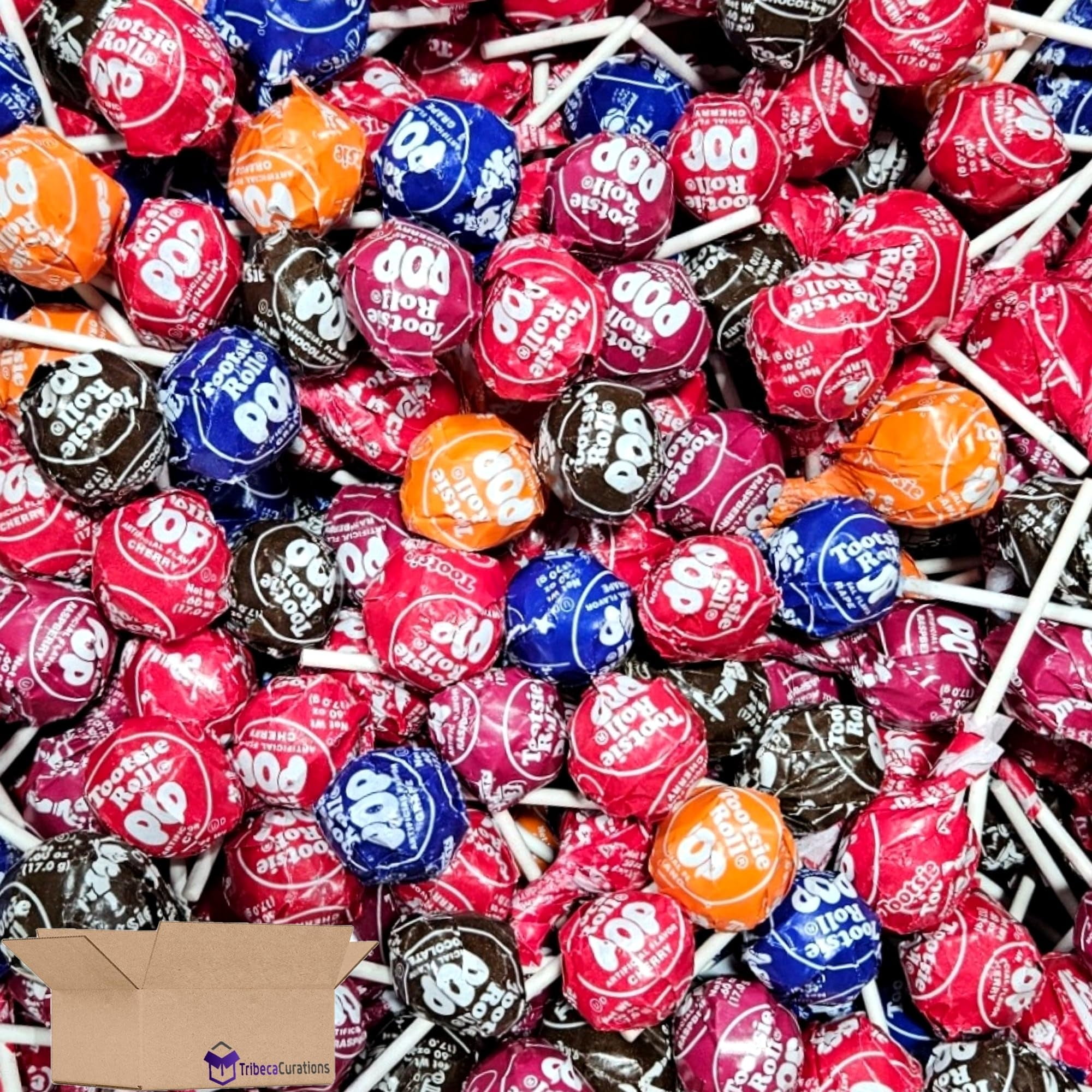 Tootsie Roll Chocolate Candy Filled Lollipops Bulk Value Pack   | Cherry, Chocolate, Grape Orange, Raspberry | 3 Pounds