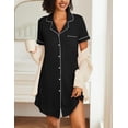 thumbnail image 2 of Ekouaer Womens 2 Pack Button-Down Nightgowns Soft Short Sleeve Sleepshirts Boyfriend Pajama Dress, 2 of 5