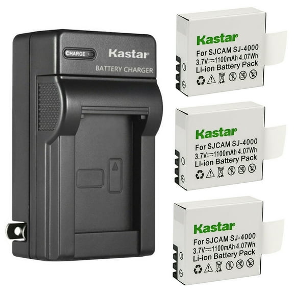 Kastar 3-Pack Battery and AC Wall Charger Replacement for QUMOX SJ5000, QUMOX SJ5000 WiFi, QUMOX SJ6000, SJCAM M10, SJCAM Qumox BoomYours, SJCAM Qumox DX 288812, SJCAM Qumox DX 288813 Action Camera