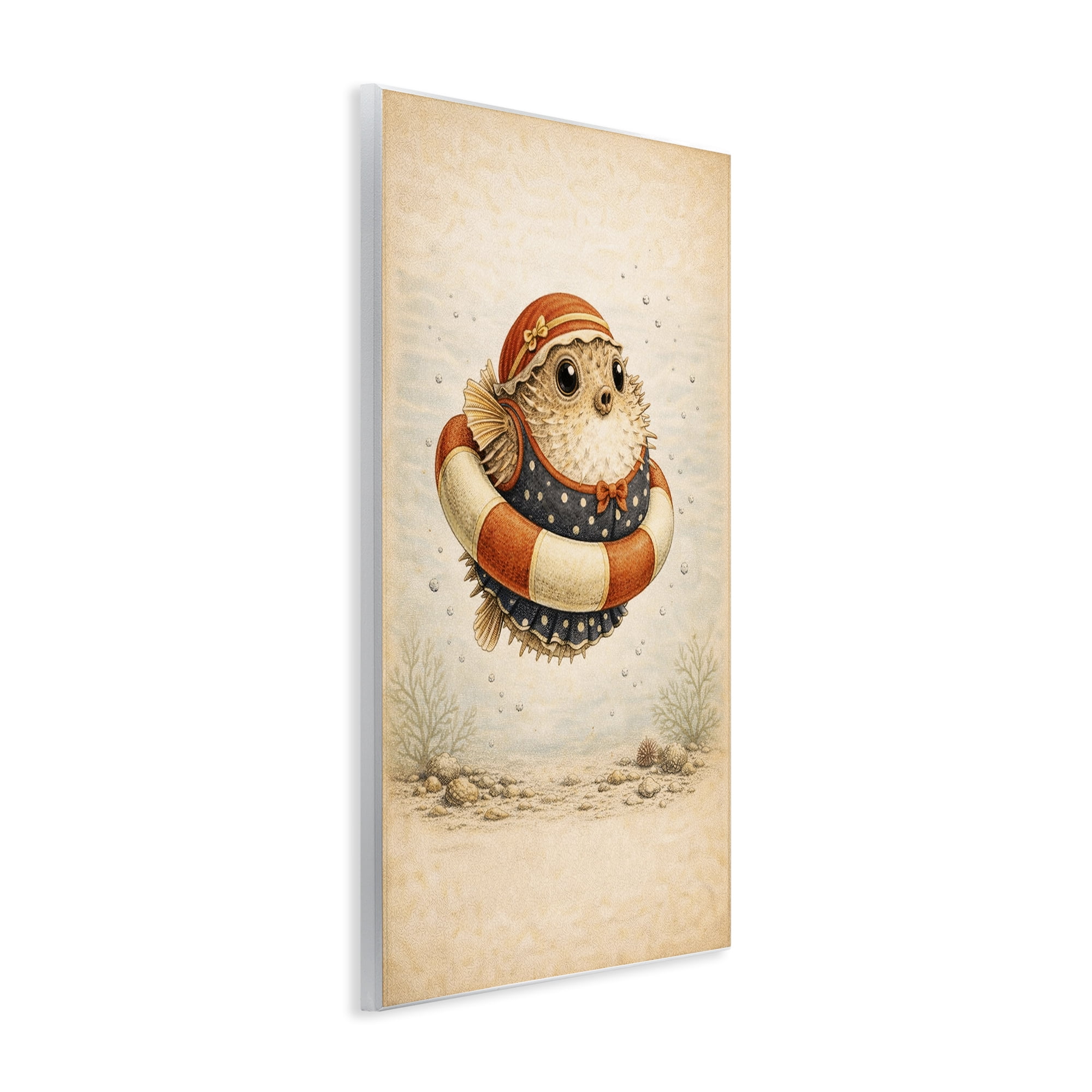 Stupell Industries Pufferfish Of Maritime Bathing Society Wall Plaque Art, design by Grotto Studios
