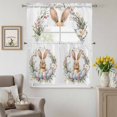thumbnail image 6 of Easter Bunny Swag Curtains Valance & Tier Set, Watercolor Rabbit Yellow Blue Pink Egg Floral Leaf Wreath 3 Pcs Set Kitchen Swag Valances and Tiers 24 Inch Length Rod Pocket Curtain Drapes for Bedroom, 6 of 9