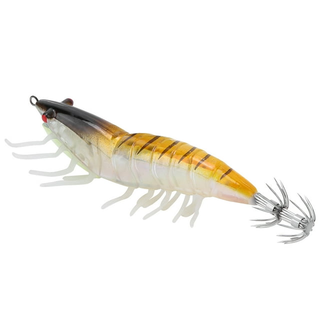 Fishing Tackle Baits, Luminous Rough 2 Layer Hooks Lifelike Fishing Tackle Lure Shrimp Head Artificial For Night Use 001#