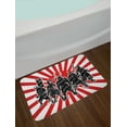 thumbnail image 2 of Japanese Bath Mat, Group of Samurai Ninja Posing and Getting Ready on Unusual Striped Retro Backdrop, Non-Slip Plush Mat Bathroom Kitchen Laundry Room Decor, 29.5 X 17.5 Inches, Red Black, Ambesonne, 2 of 2