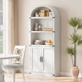thumbnail image 4 of Bookcase Arched Bookshelf 71.65in Tall Bookcase Farmhouse Display Storage Rack Wooden Bookshelves for Home Office, Living Room, 4 of 9