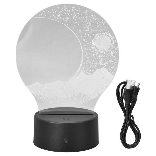 Luz 3D de luna creciente, luz LED nocturna con cambio táctil de 7 colores, lámpara acrílica alimentada por USB para regalo de cumpleaños
