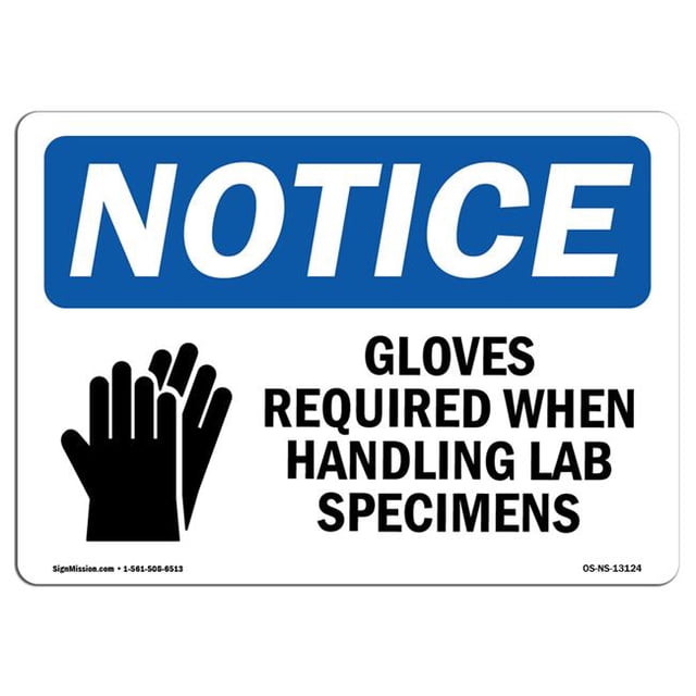SignMission OS-NS-D-1014-L-13124 Panneau de Signalisation - Gants Requis Lors de la Manipulation du Panneau avec Symbole