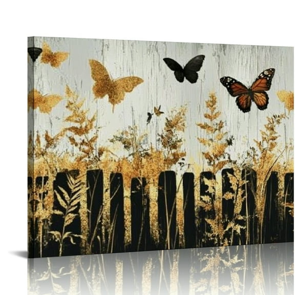 Autua Butterflies Wall Decor for Bedroom Fashion Kitchen Canvas Living Room Home Office Wall Decor 20x16in