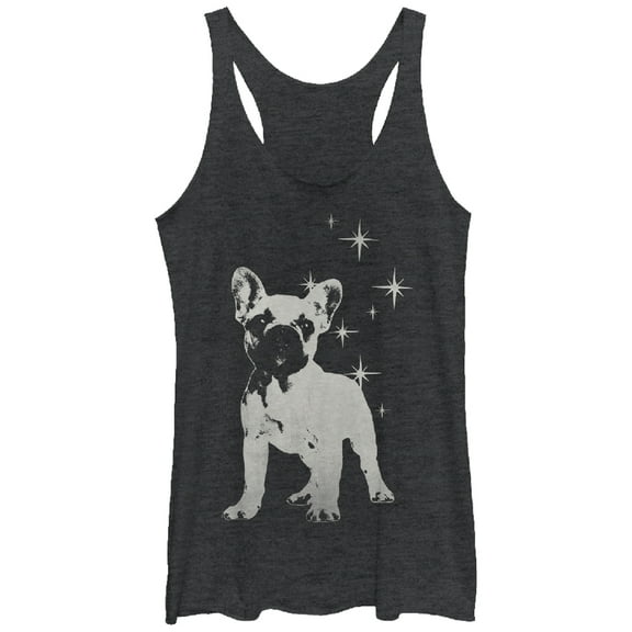 Women's Lost Gods Star Puppy Dog Racerback Tank Top Black Heather X Large