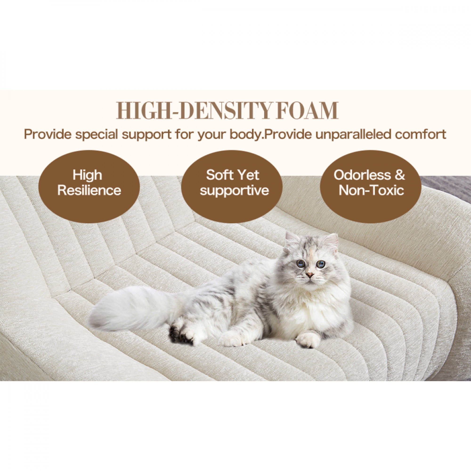 Oversized Bean Bag Chair with Armrests for Adults - Comfy Lazy Floor Accent Sofa for Living Room,Bedroom,White
