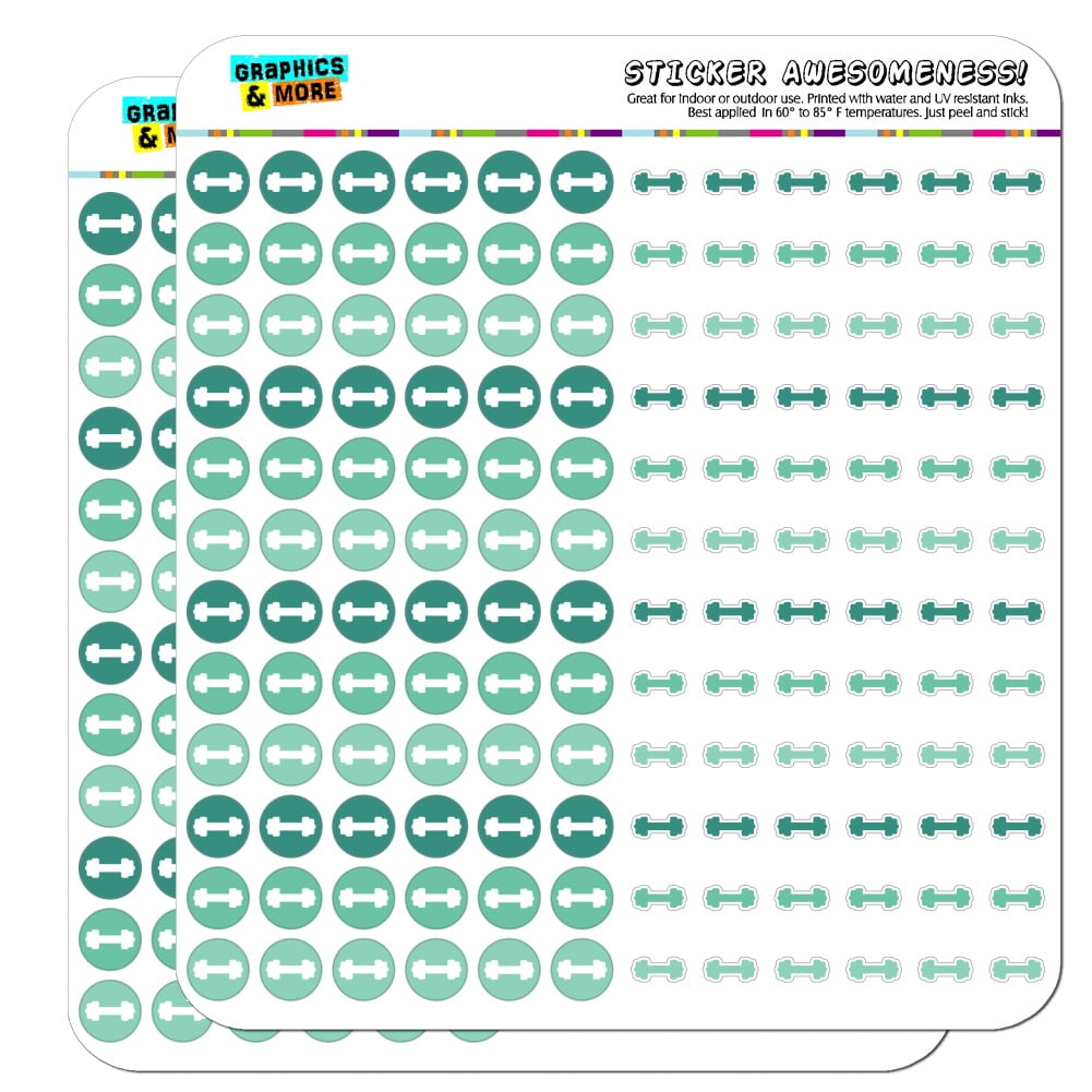 Teal Opaque Dumbbell Exercise Weight Lifting Loss Workout Dots Planner Scrapbooking Crafting Stickers 