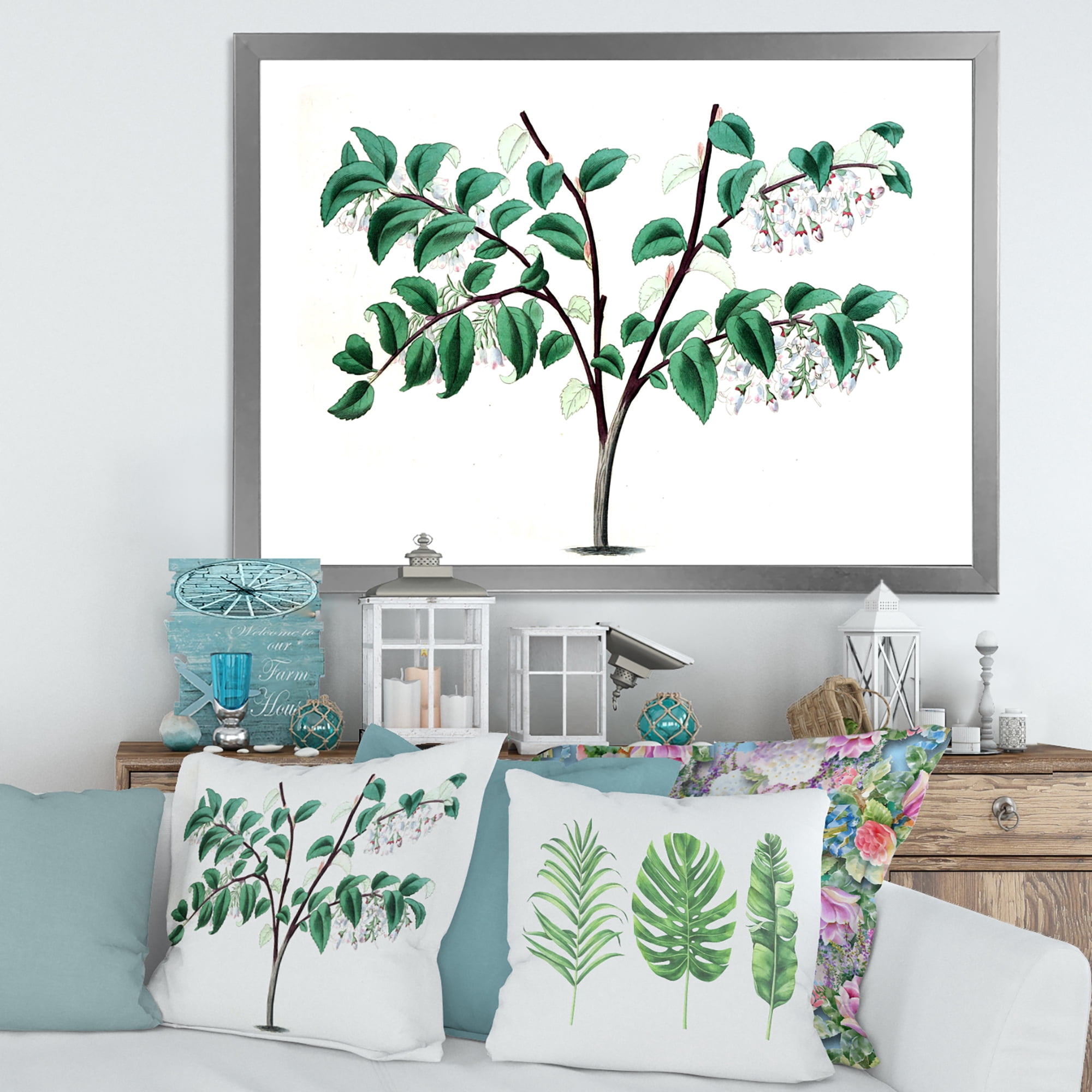 Designart 'Ancient Green Leaves Plants I' Traditional Framed Art Print