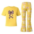 thumbnail image 3 of Tiijoy Big Girls Valentine's Day Outfits Bow Pattern Short Sleeve T-Shirt Flared Pants Set, Sizes 8-9, 3 of 4