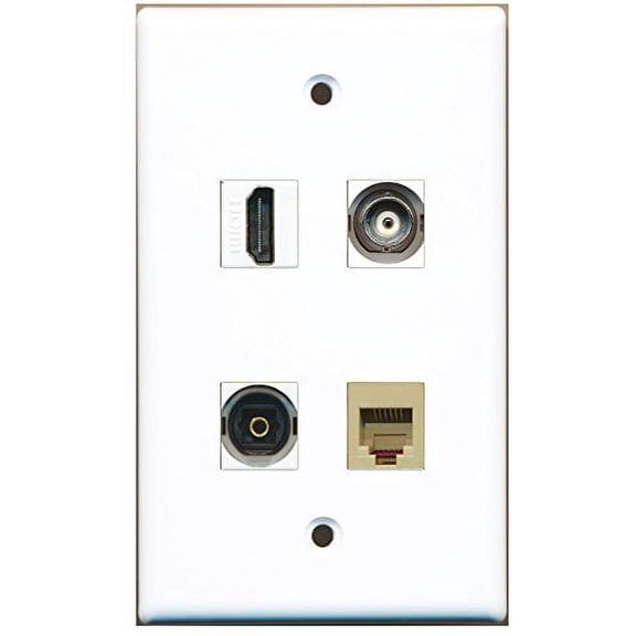 RiteAV - 1 Port HDMI 1 Port Phone RJ11 RJ12 Beige 1 Port Toslink 1 Port BNC Wall Plate