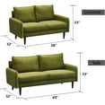 thumbnail image 3 of Hybition Velvet Loveseat Modern Sofa with Wooden Legs for Living Room-Army Green, 3 of 6
