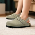 thumbnail image 5 of Kids Suede Clogs for Girls Boys Cork Footbed Sandals Potato Shoes Leather Toddler Slip On Slippers Mules with Adjustable Buckle, 5 of 8