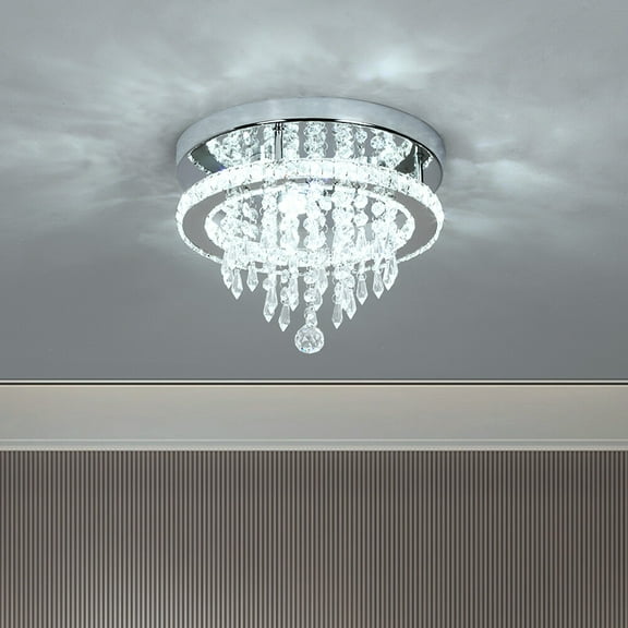 K9 Crystal LED Ceiling Light Chandelier Kitchen Living Room Lamp Cool White