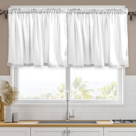 Ryvnso White Curtains Sets Short Curtain Rod Pocket Half Window Cafe Farmhouse Tier 2 Panels 57"W x 24"L